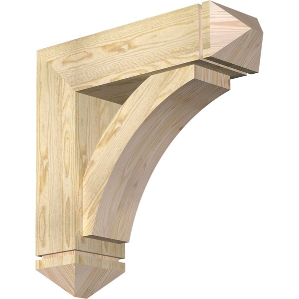 Ekena Millwork Thorton Arts and Crafts Rough Sawn Bracket w/ Offset Brace, Douglas Fir, 8"W x 28"D x 28"H BKT0806X28X28THR03RDF - main
